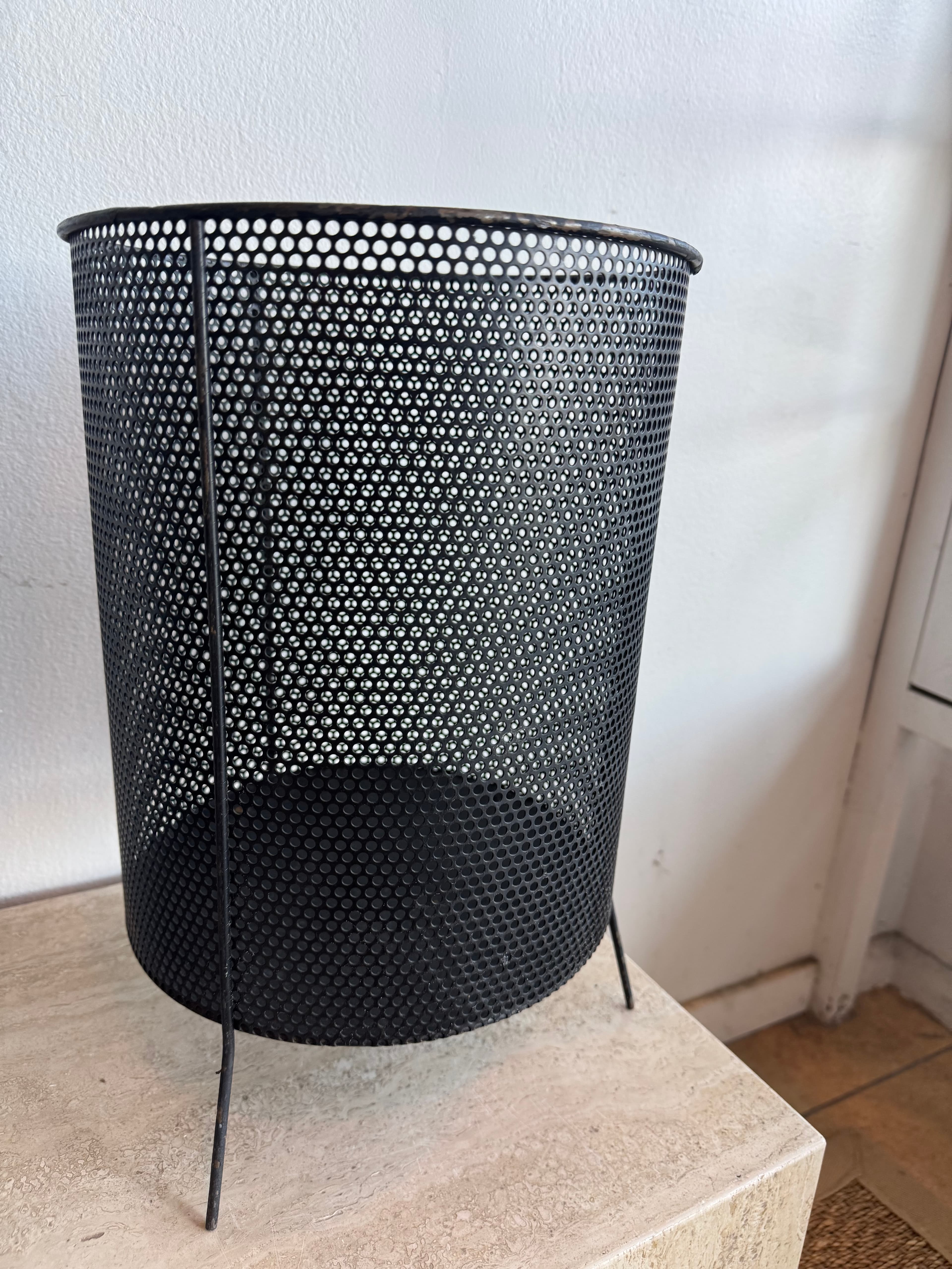 MCM Perforated Black Metal Waste Basket