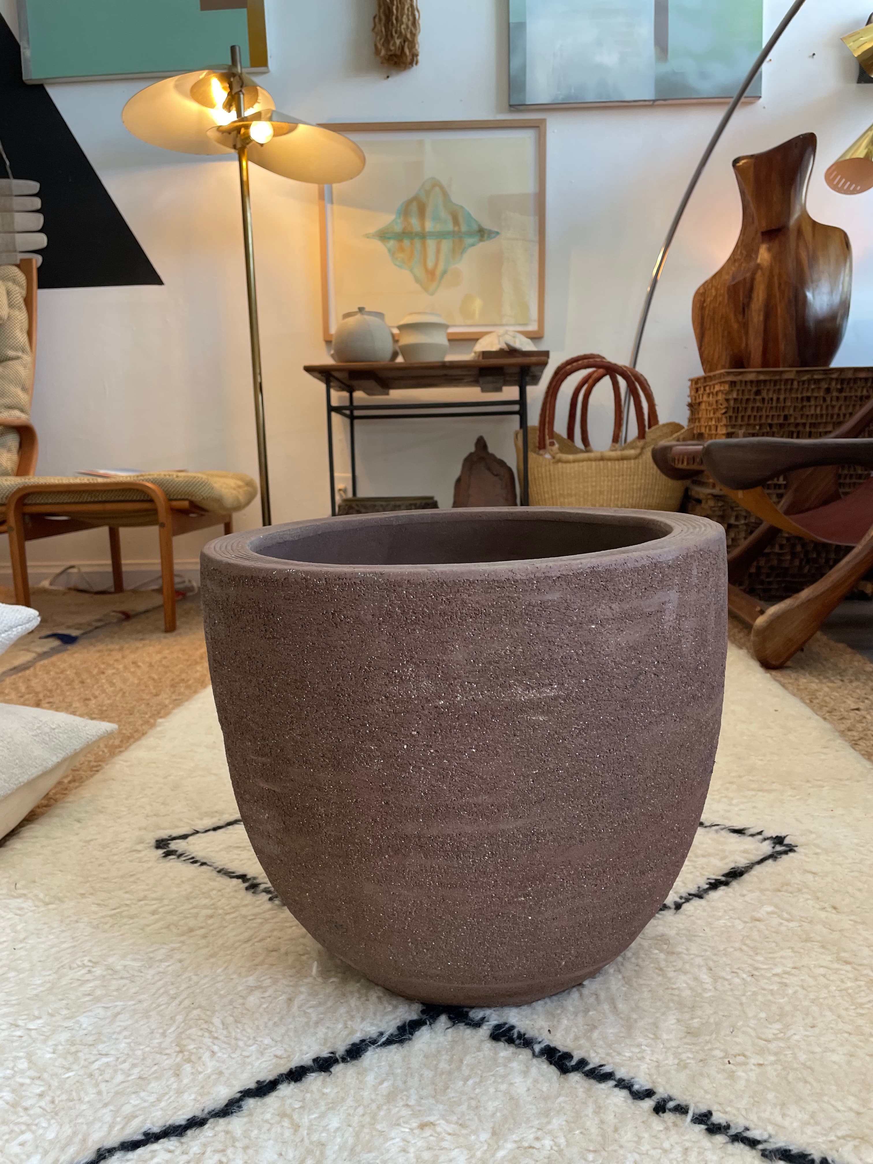 large brown ceramic planter - made in ITALY
