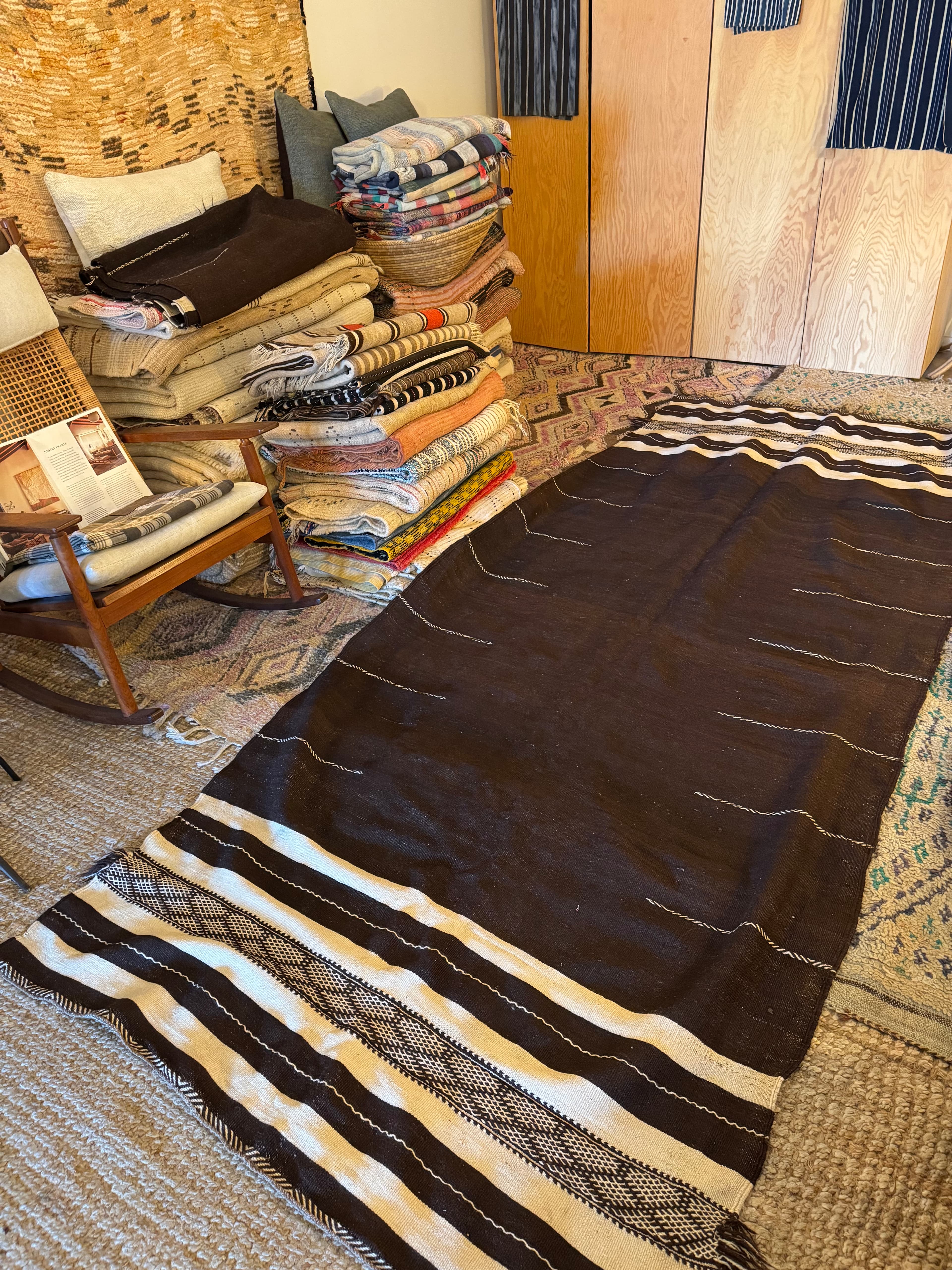 1940's Pattern Brown & White Moroccan Rug