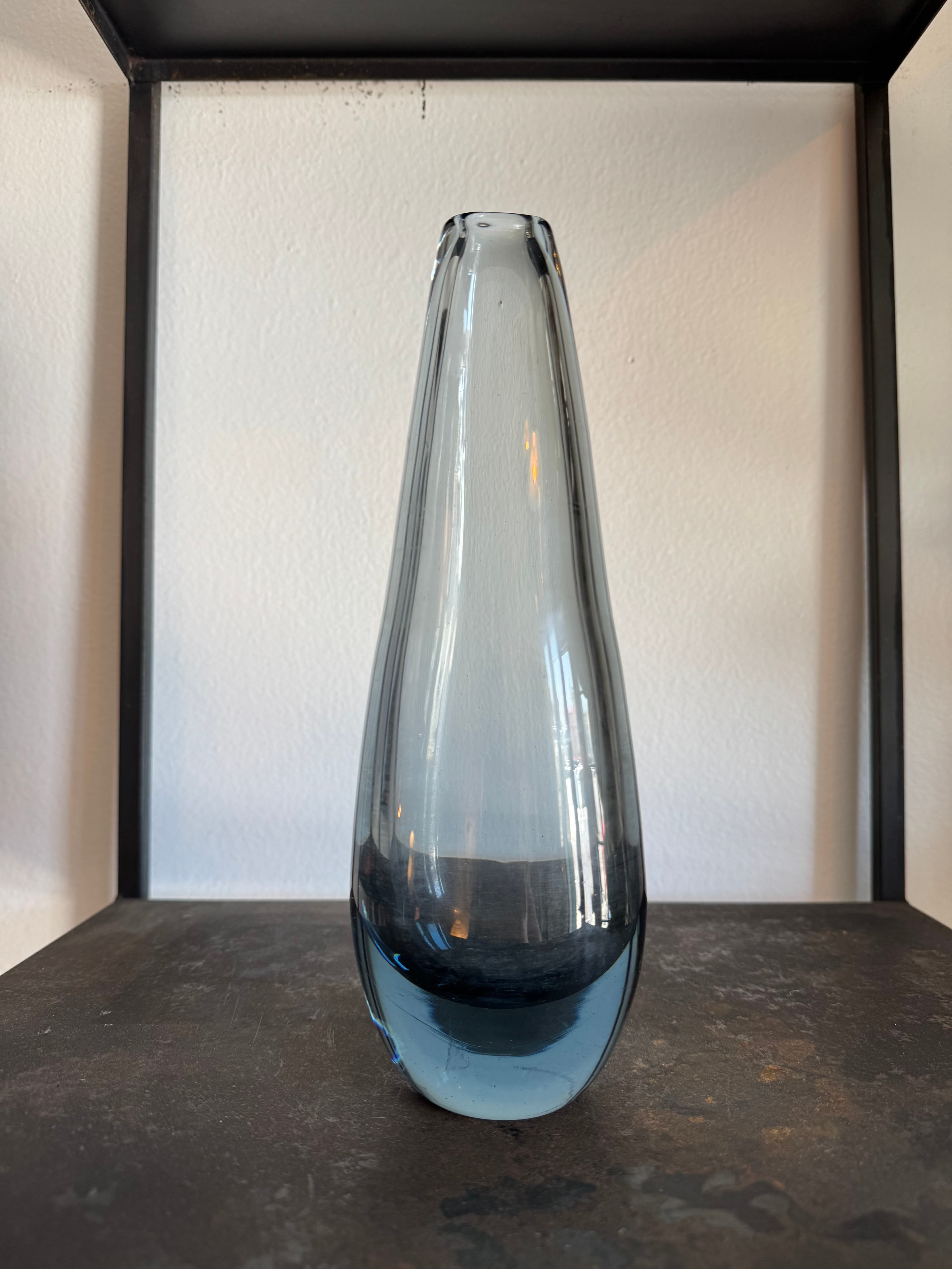 1960's Tall Grey Smoked Glass Bud Vase