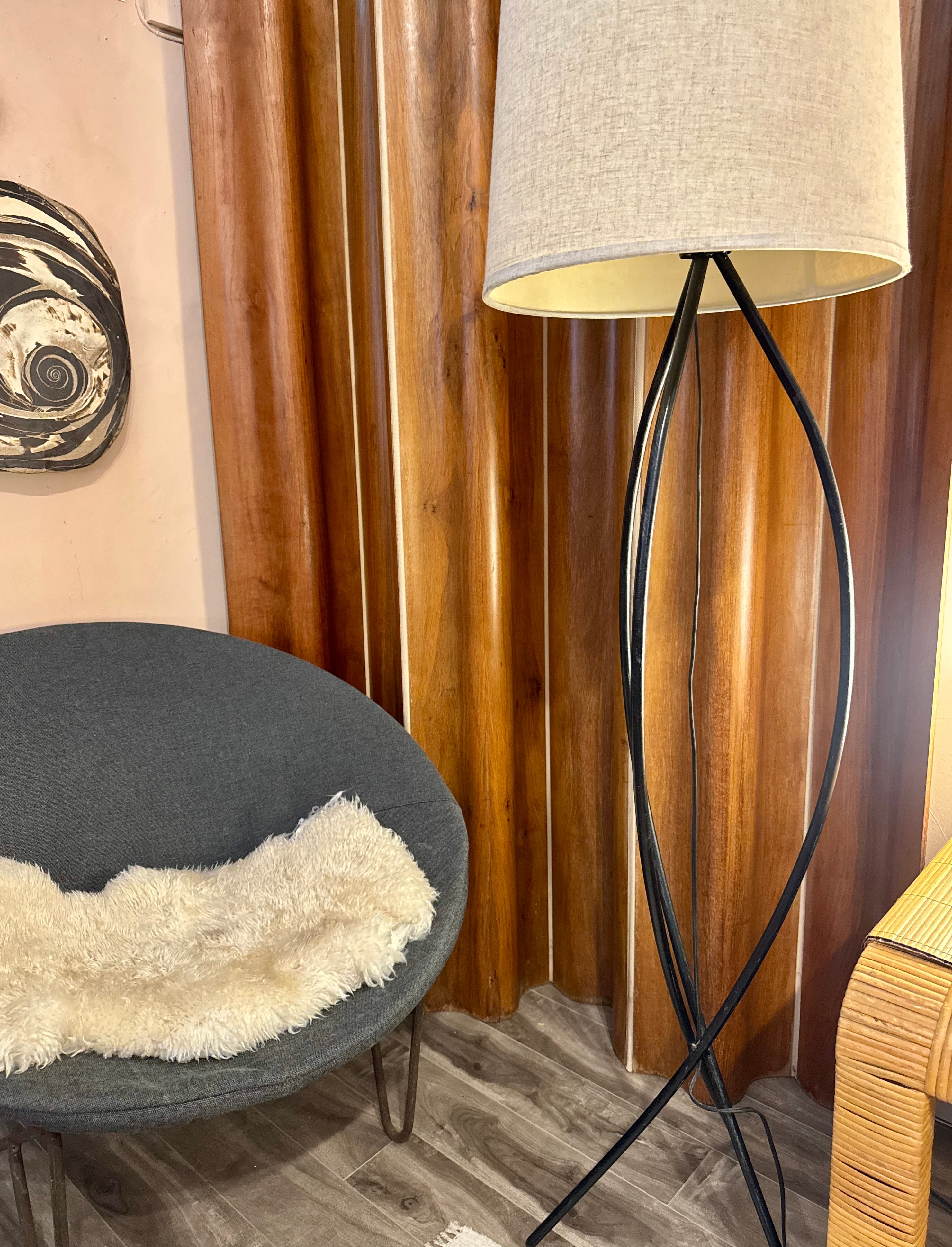 Modernist Wrought Iron Floor Lamp