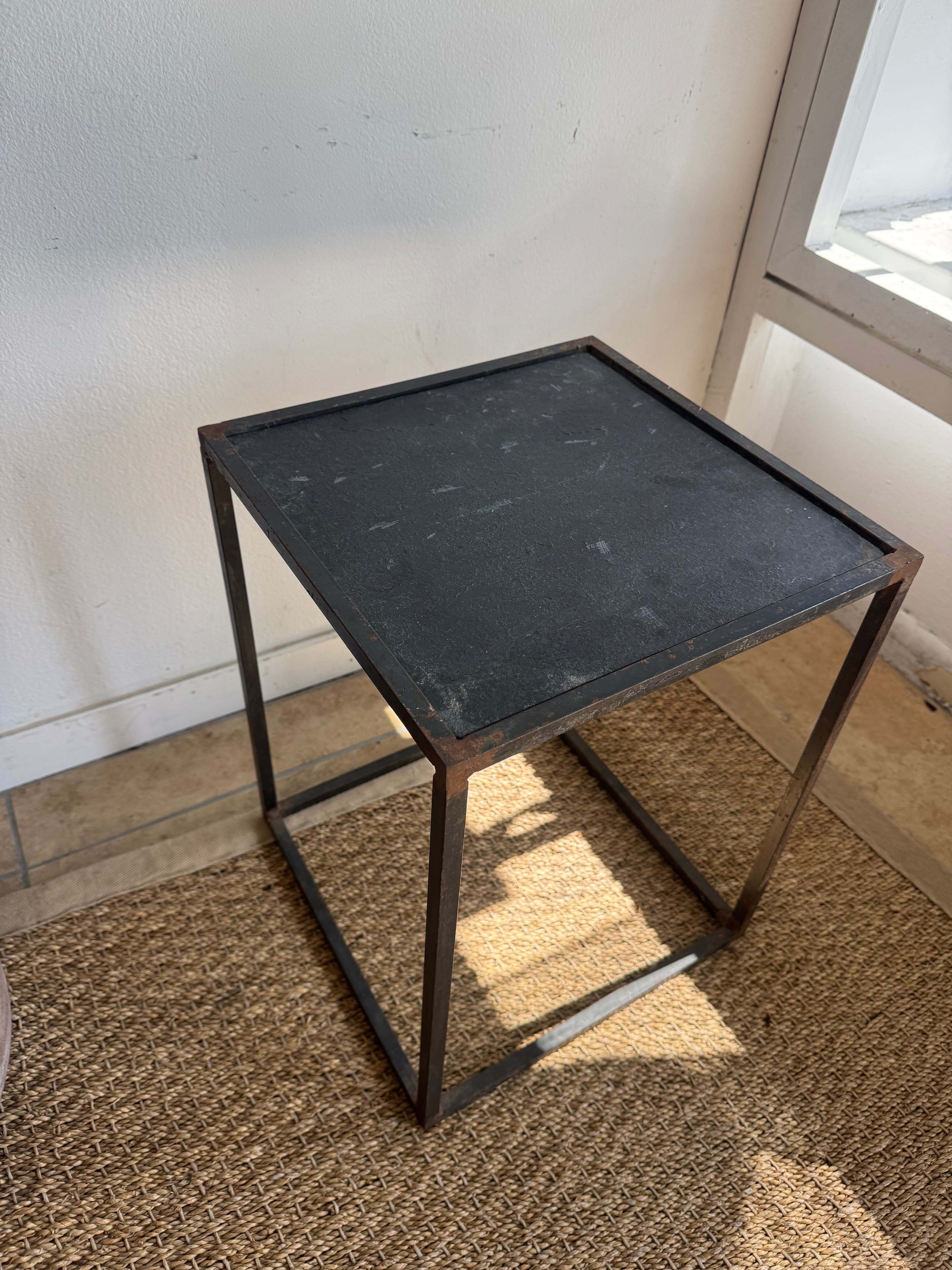 Brutalist Slate / Iron Side Table