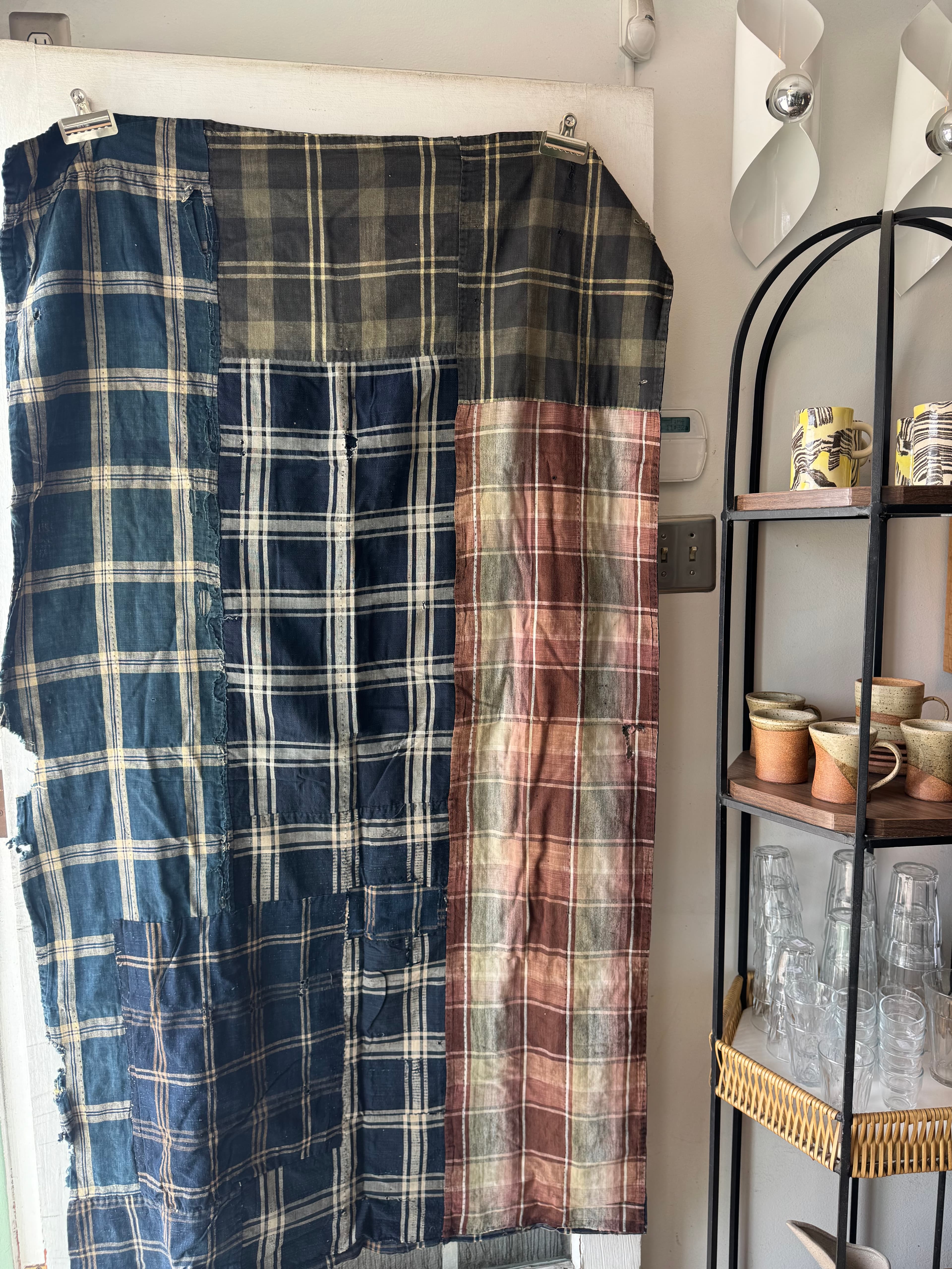 1960's Vintage Japanese Indigo Plaid Textile