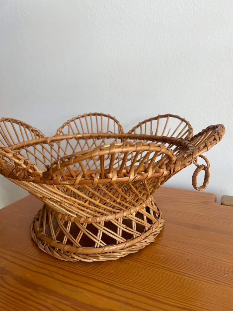 Vintage French Rattan Small Basket