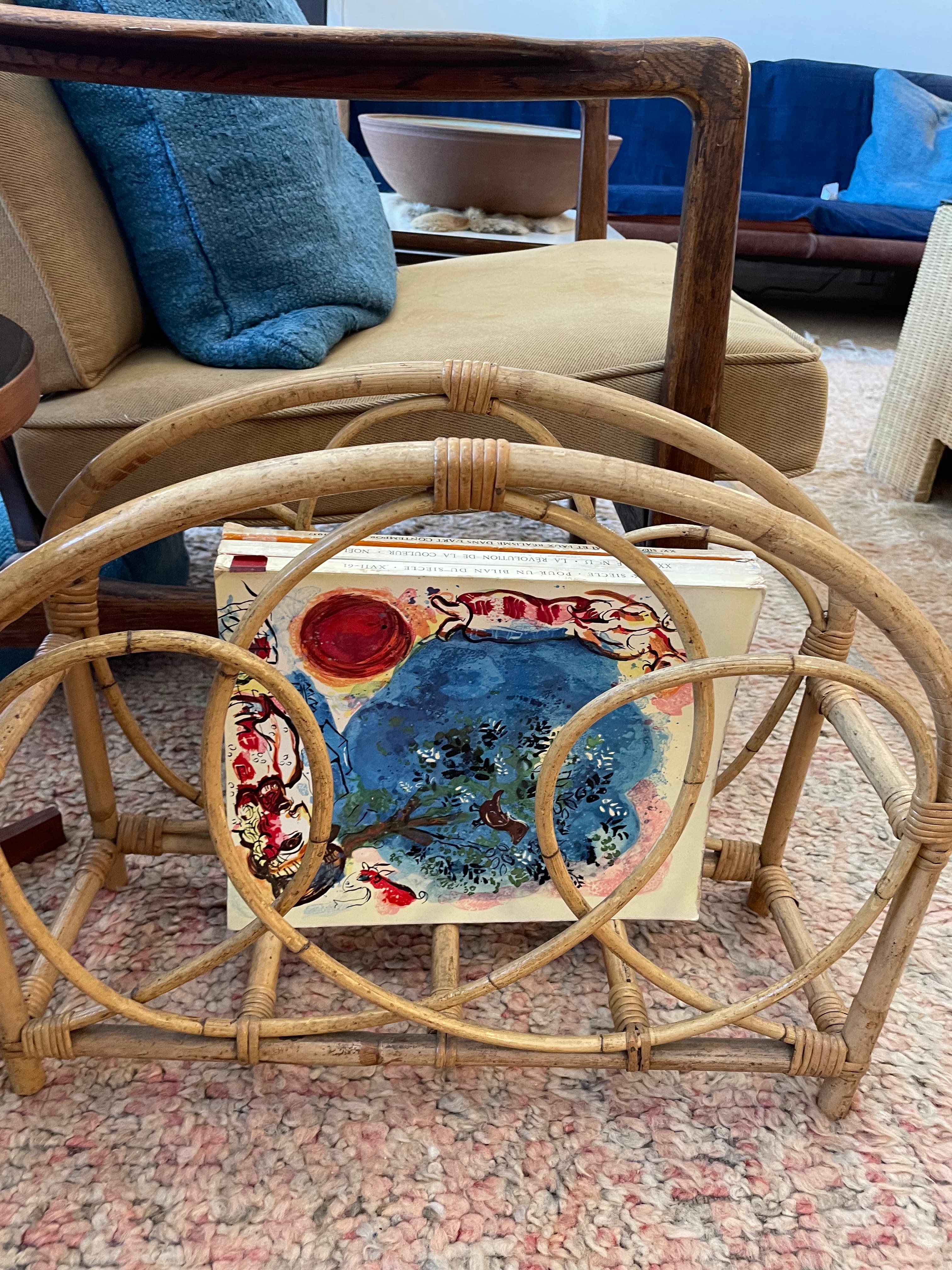 French Rectangular Rattan Magazine Rack