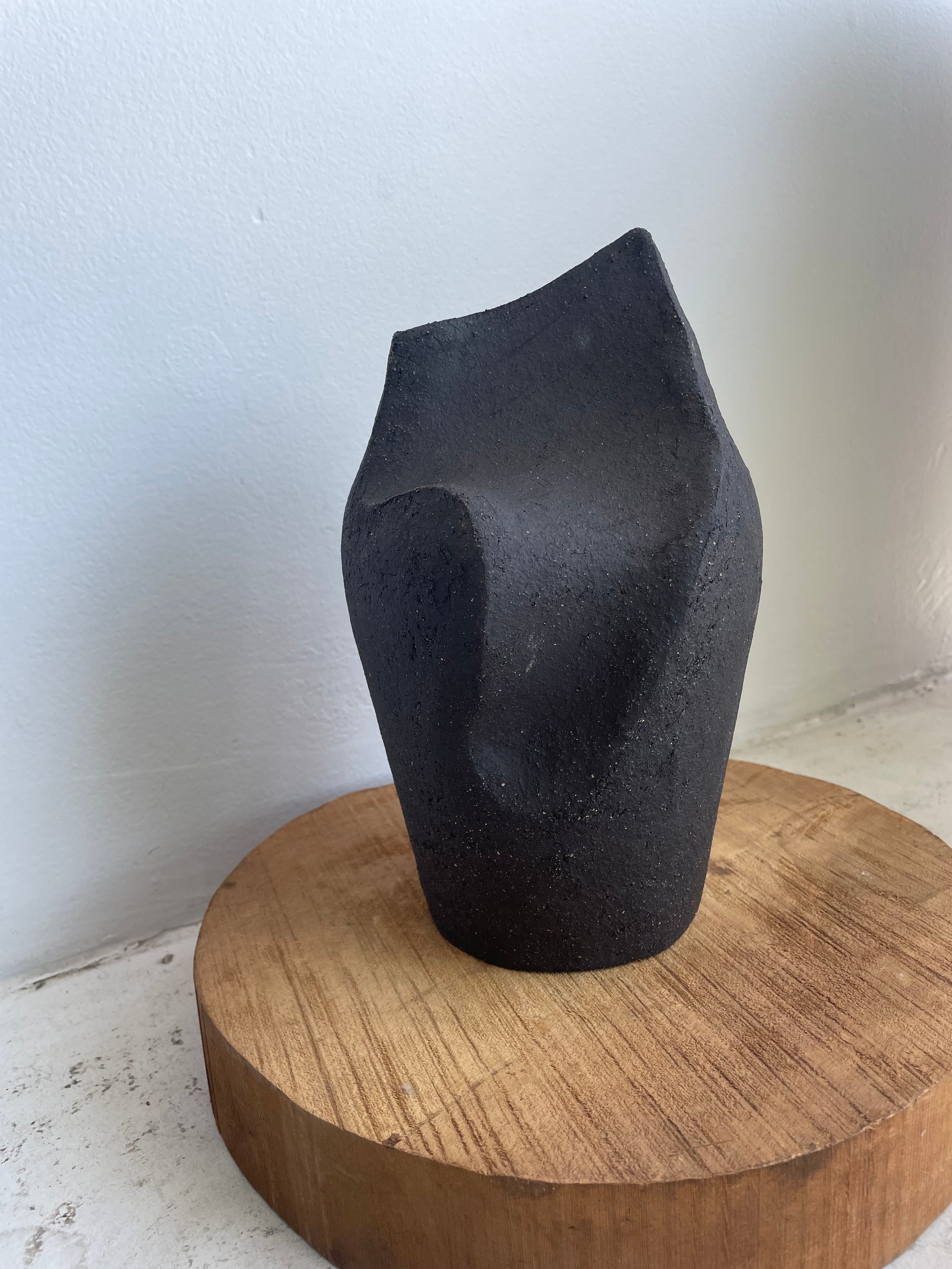 Black Ceramic Abstract Sculpture/ Vessel