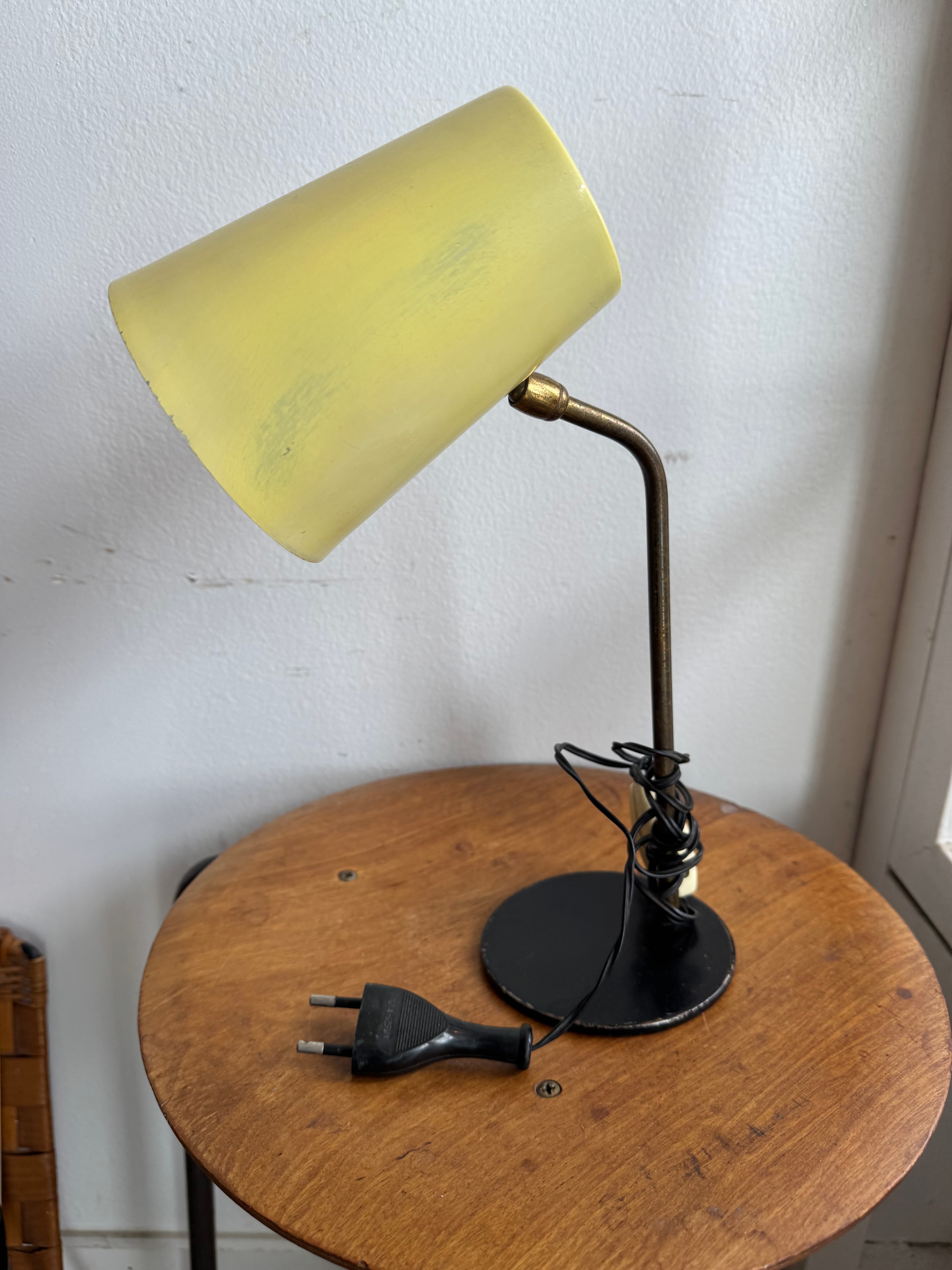 1960's Italian Yellow Desk Lamp