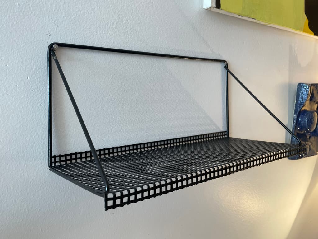 Metal wall unit / book shelf perforated metal, 1960's