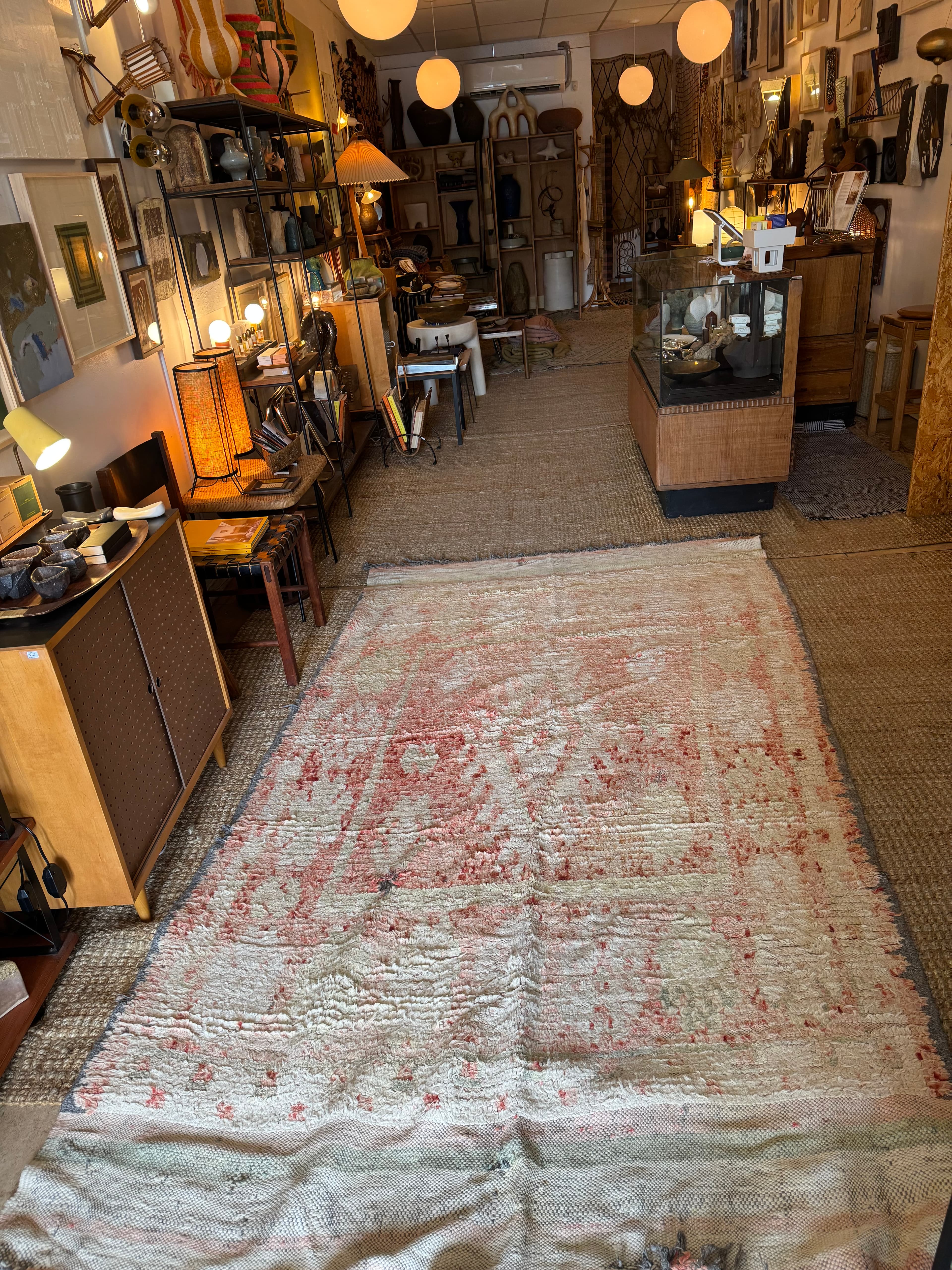 1970's Pink/ Cream Diamond Moroccan Rug