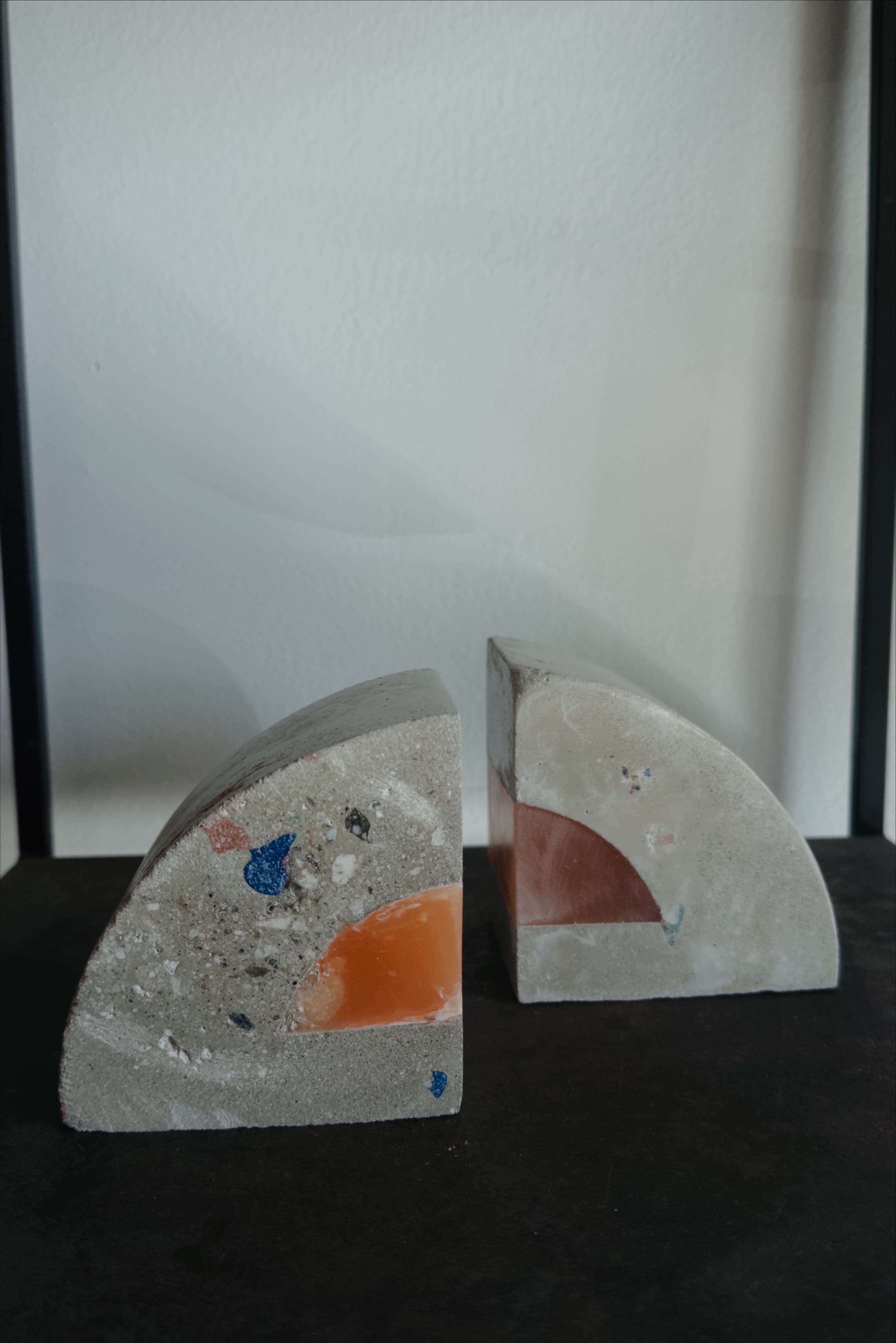 Pair of Concrete Orange Arches Bookends