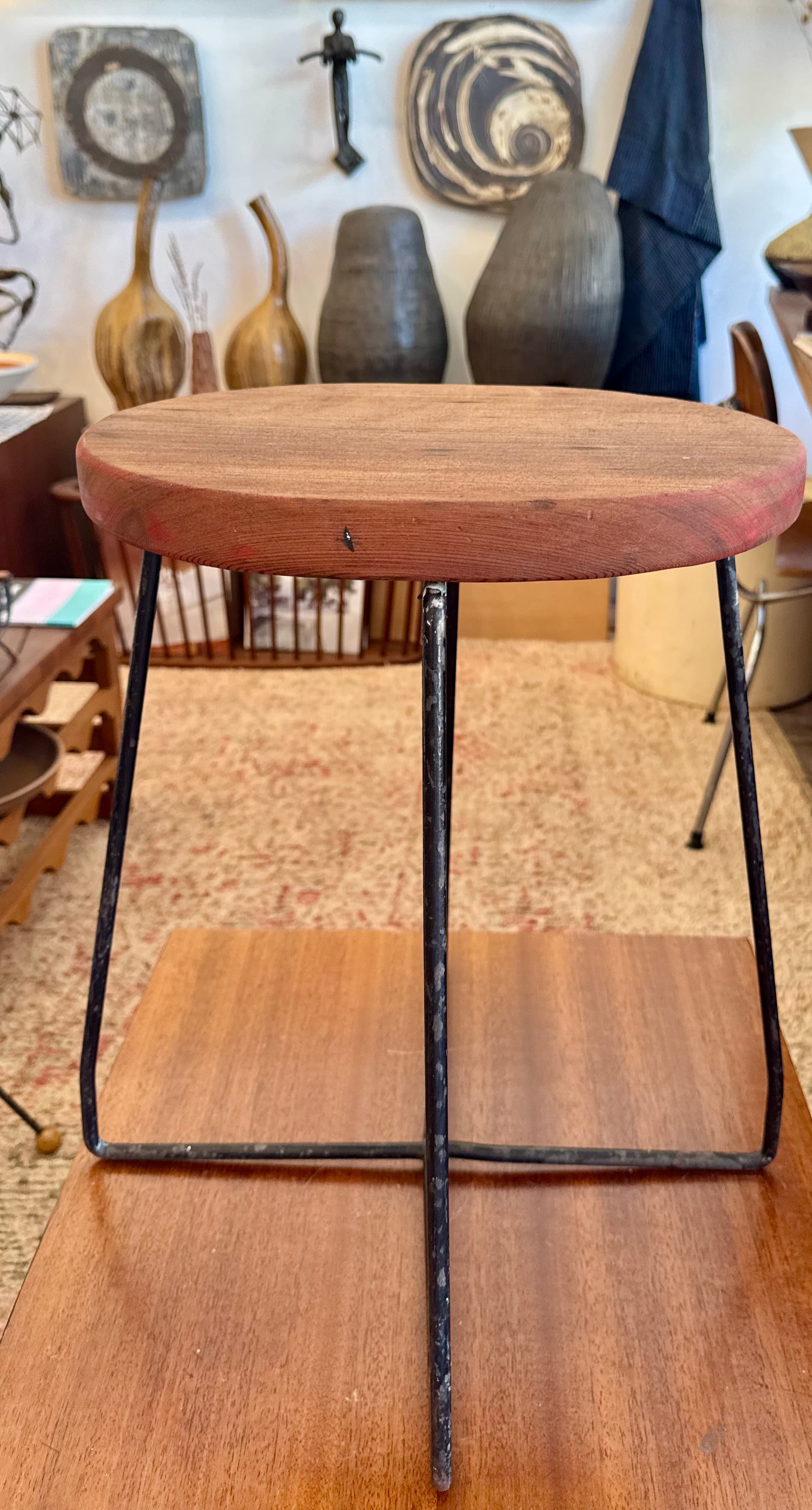 Vintage Wood Table w/ Iron Legs
