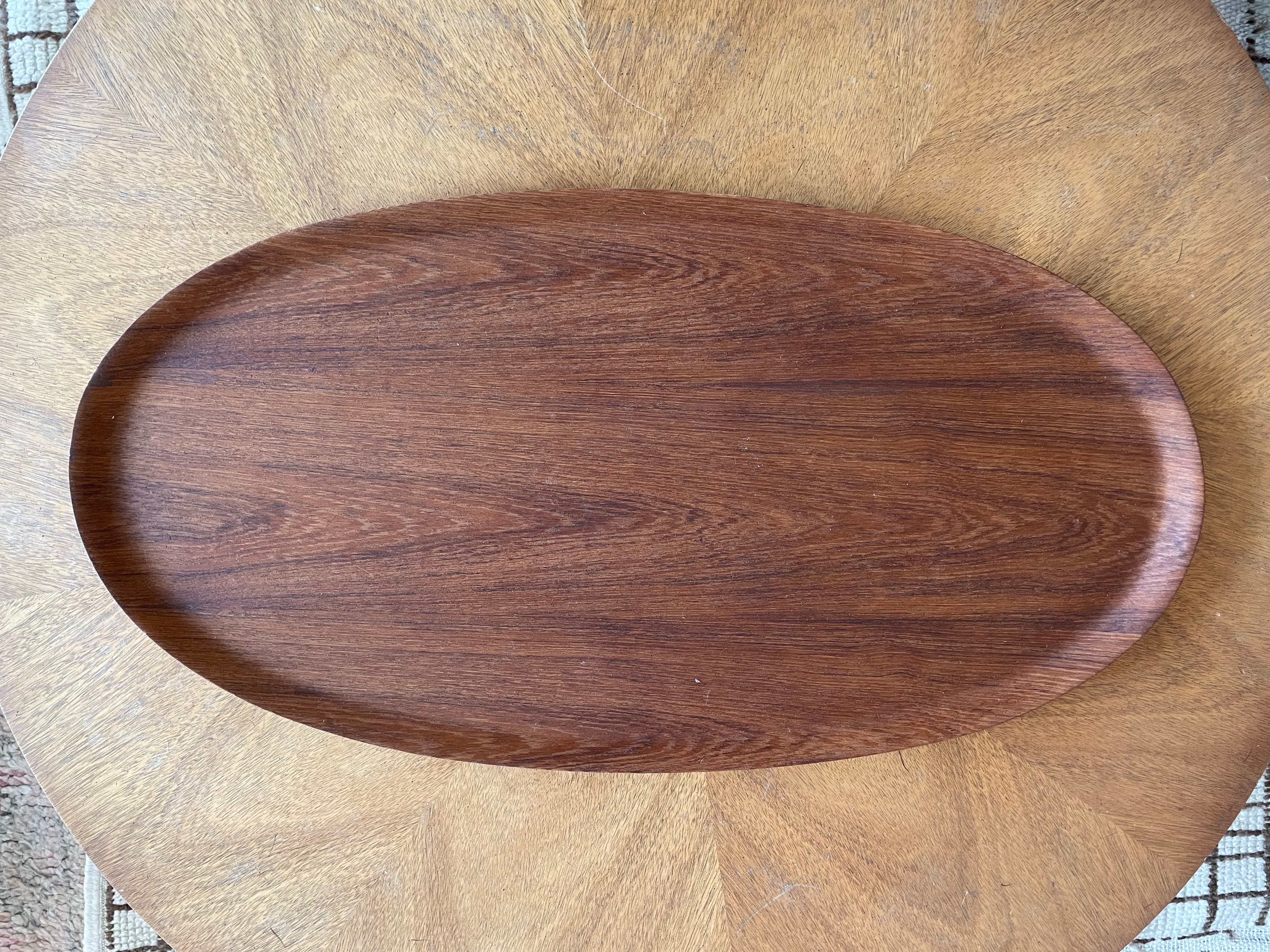 Large Oval Swedish Teak Tray