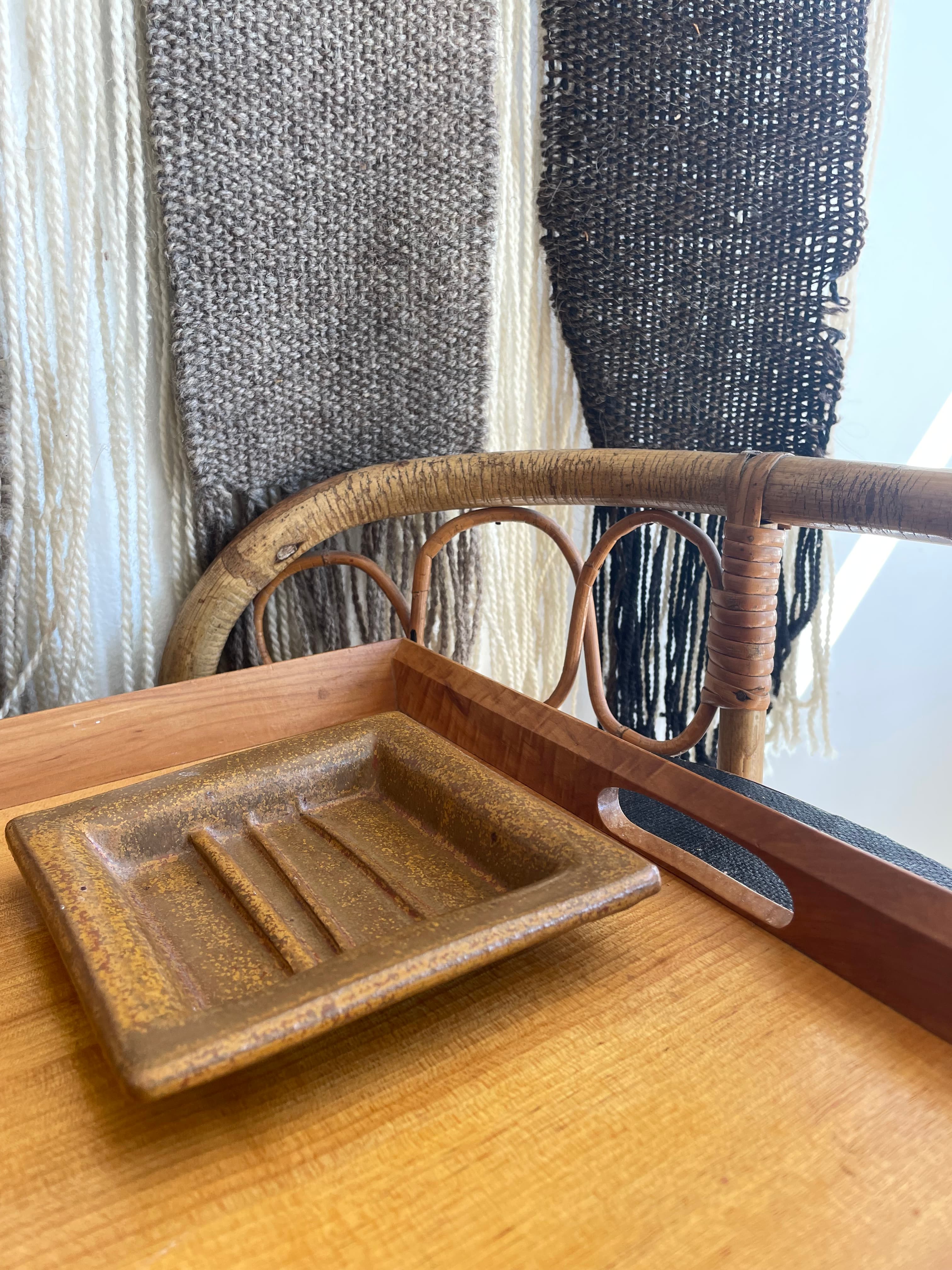 Ceramic Vintage Square Ashtray/ Dish