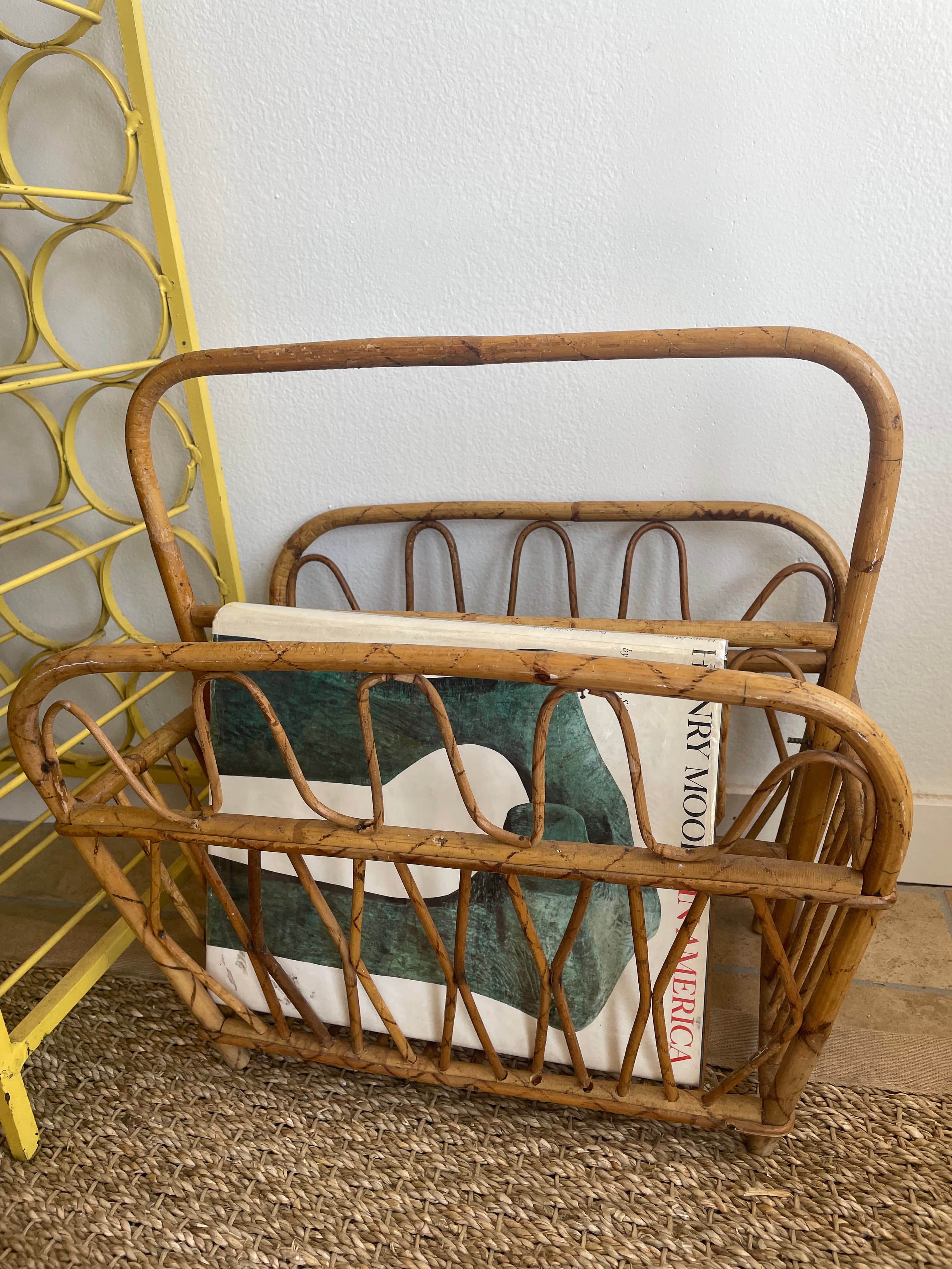 1950's French Bamboo Magazine Holder