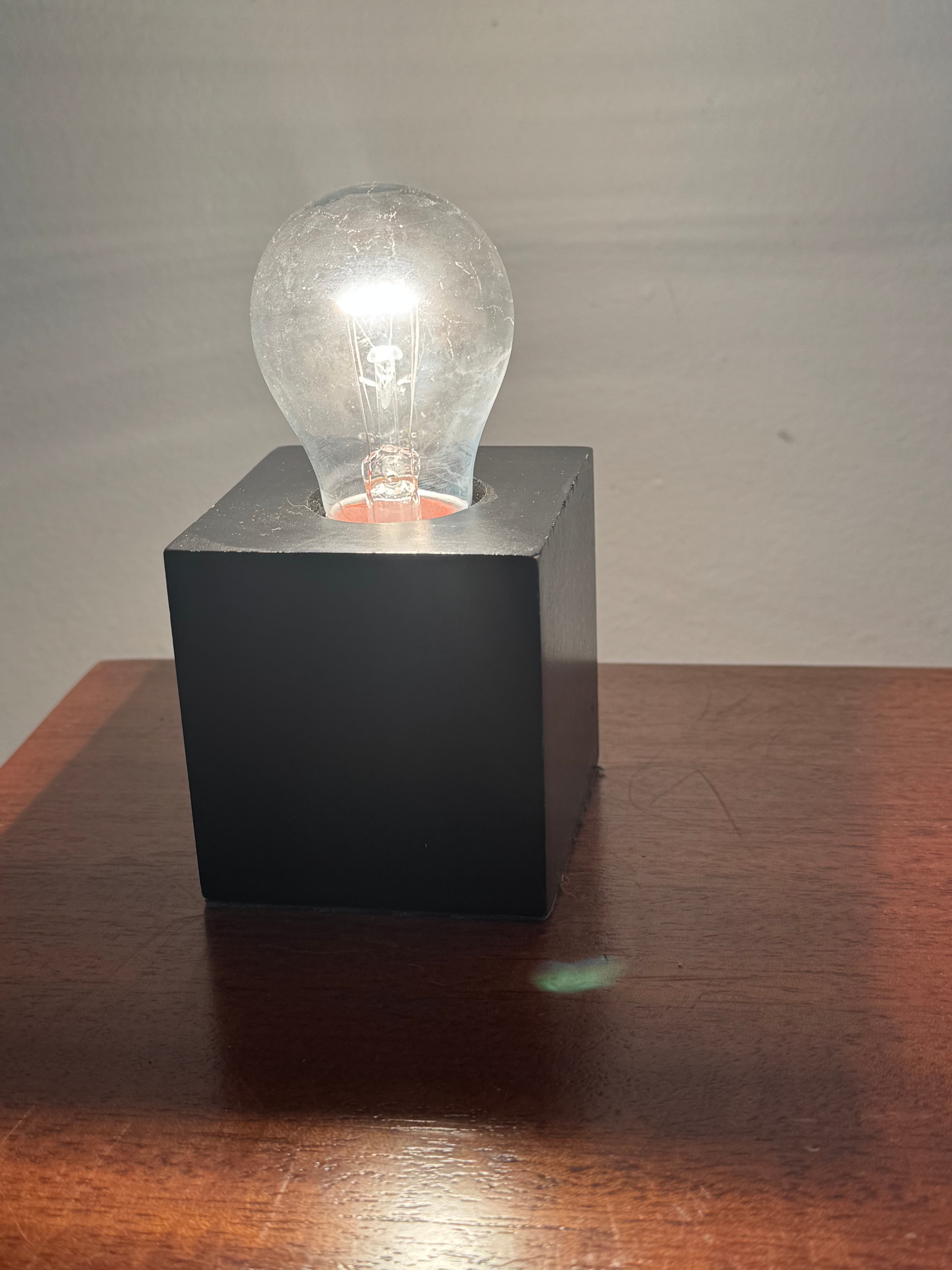 1960's Black Cube Table Lamp