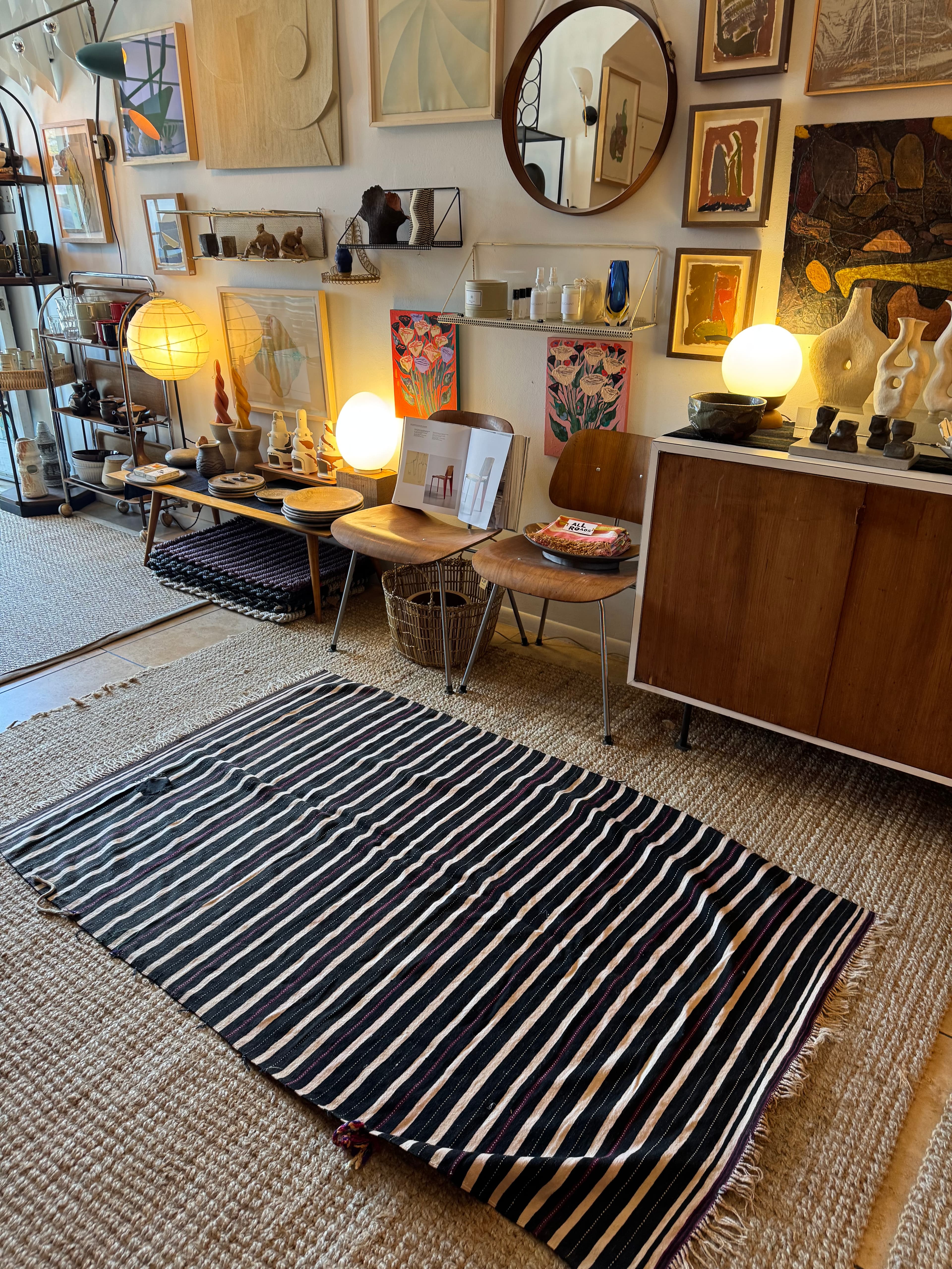 1950's Black and White/ Red Handera Blanket