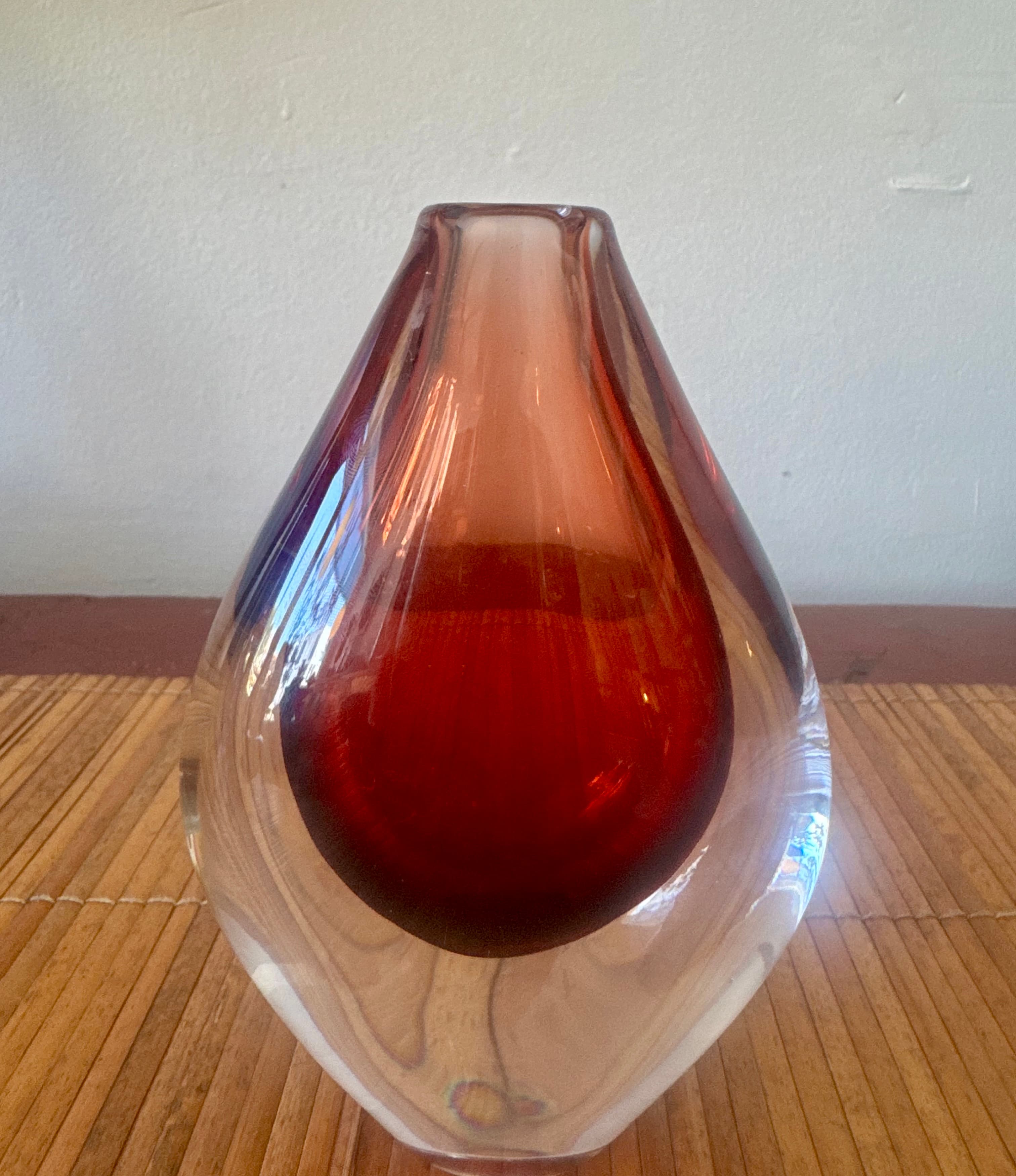 1950's Red Orrefors Sommerso Vase