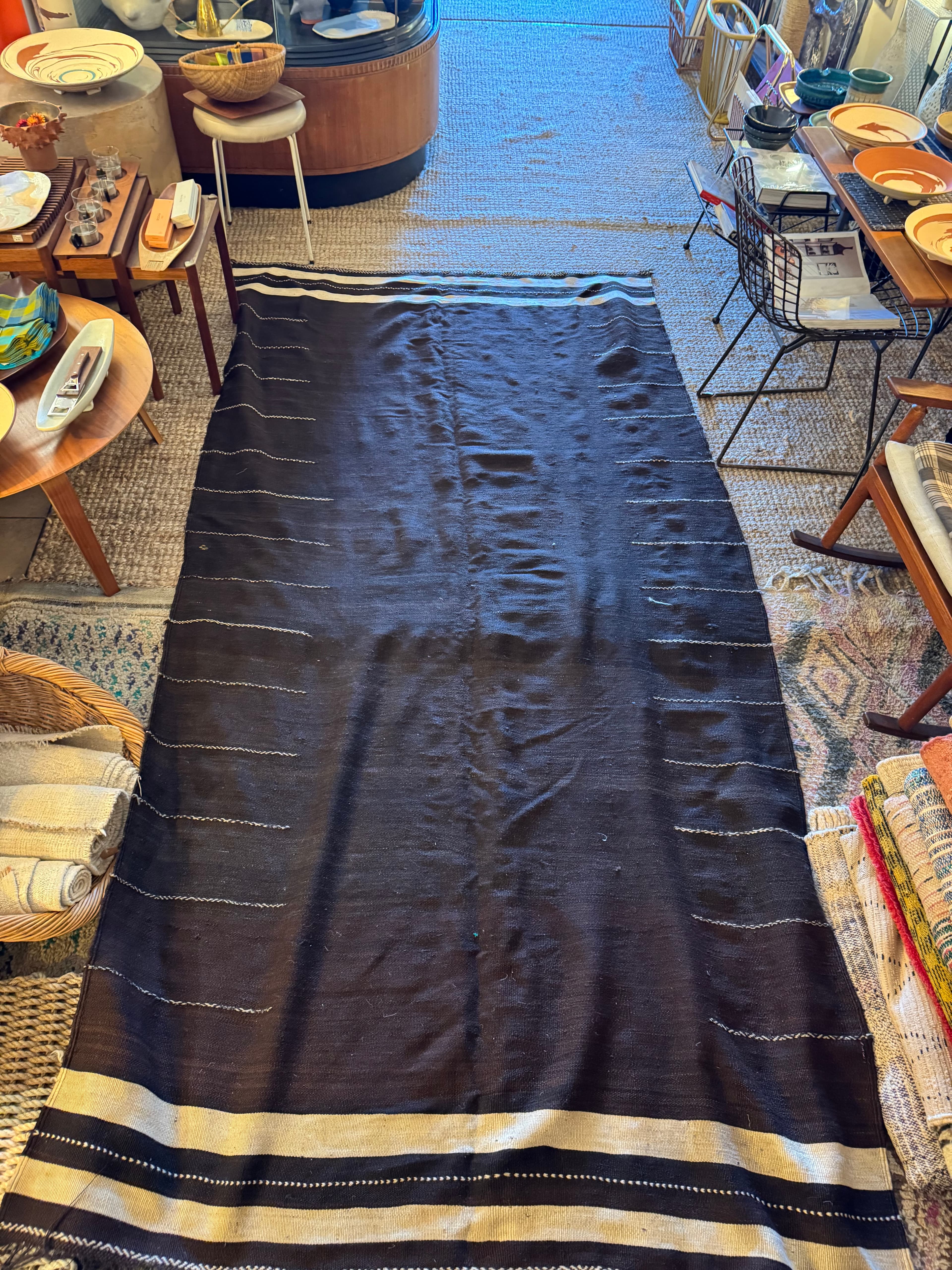 1940's Wool Brown/ White Stripe Rug