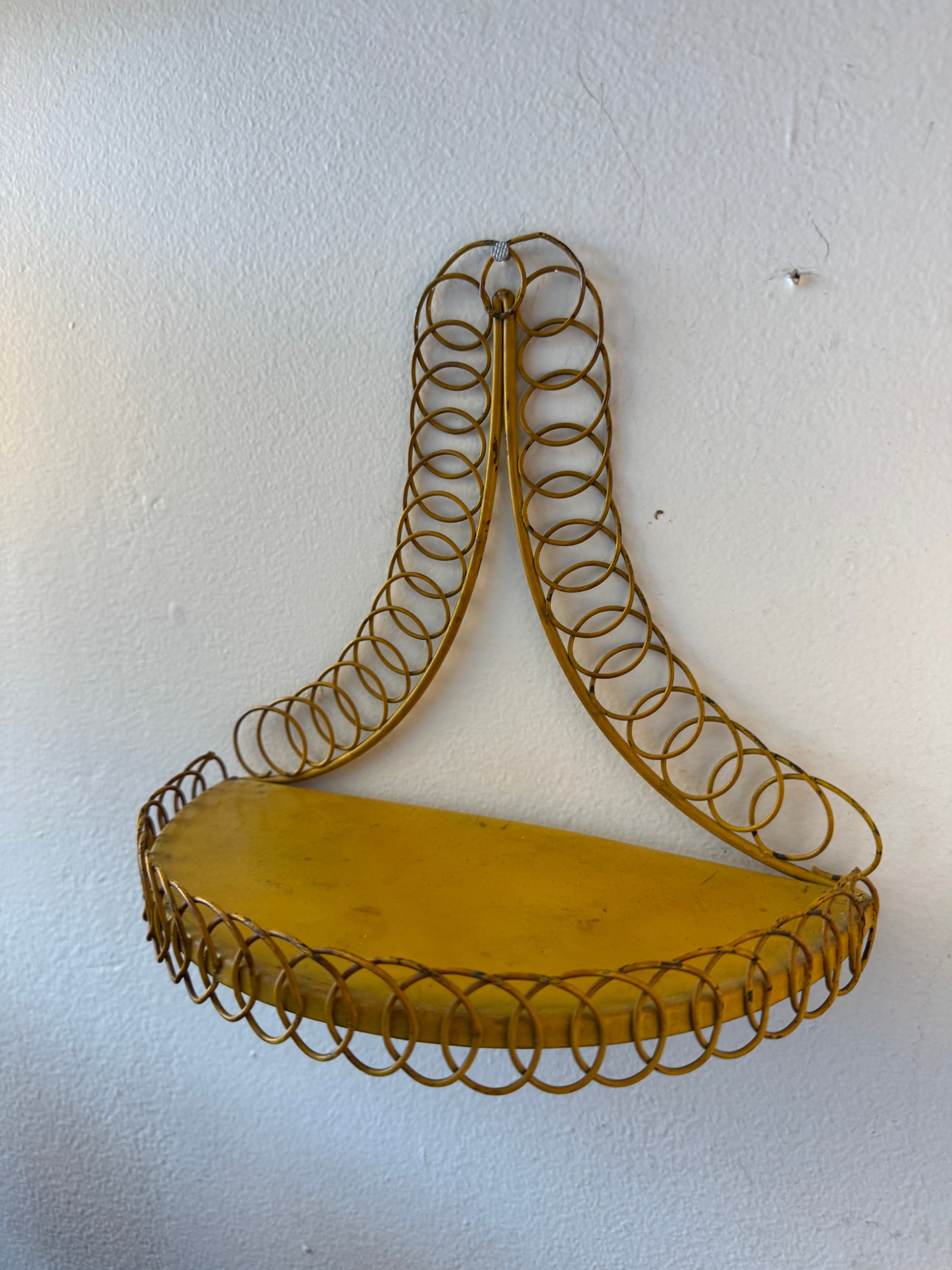 1950's Vintage French Mustard Metal Shelf