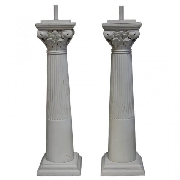 Pair of Wood Column Lamps | Ventura