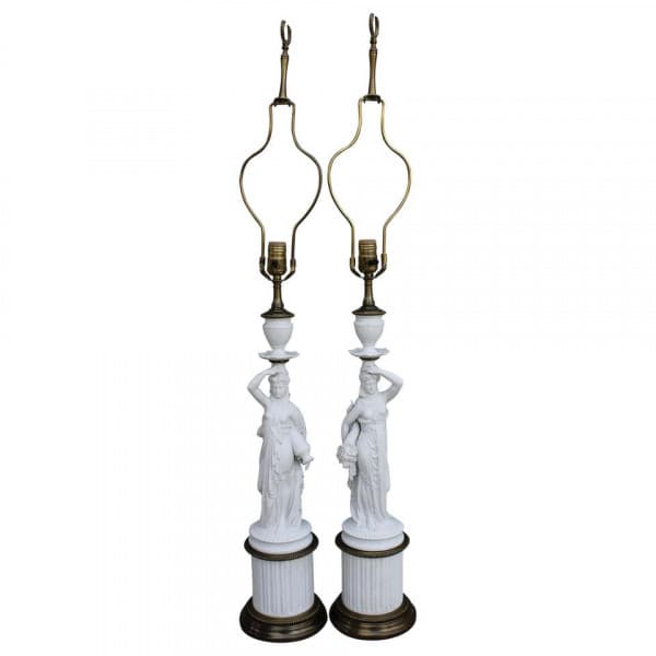 Pair of Porcelain Goddess Lamps, Demeter and Iris | Ventura