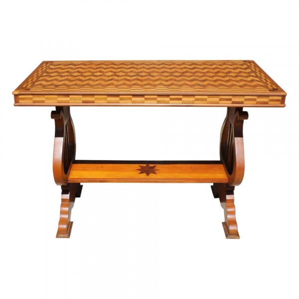 Parquetry Table with Harp/Lyre Supports | Ventura