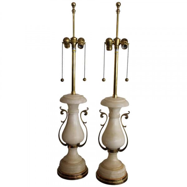 Pair of Alabaster Lamps by the MARBRO Lamp Company, Los Angeles, CA. by MARBRO Lamp Company (circa 1970s) | Ventura