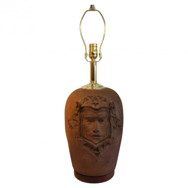 Stoneware Lamp with Gothic Face | Ventura
