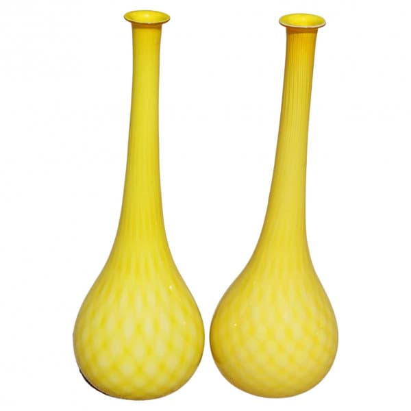 Pair of Murano Cased Glass Yellow Vases | Ventura