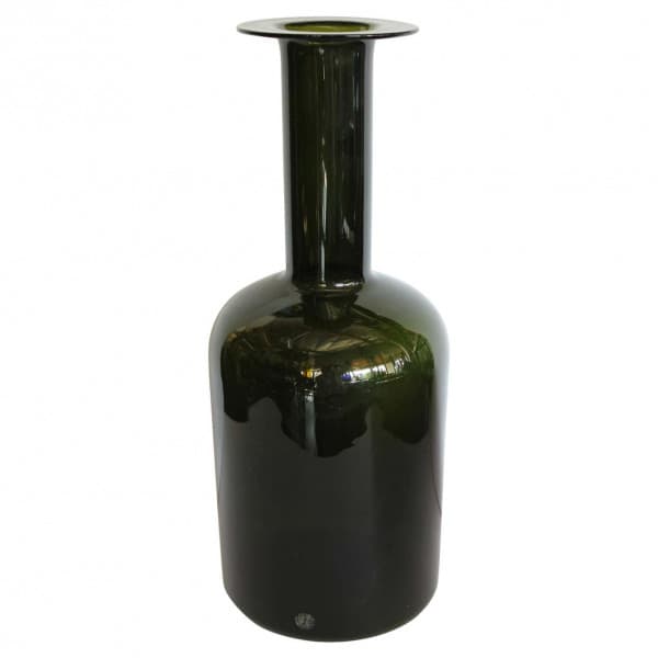 Green Bottle by Otto Bauer for Holmegaard, Denmark | Ventura