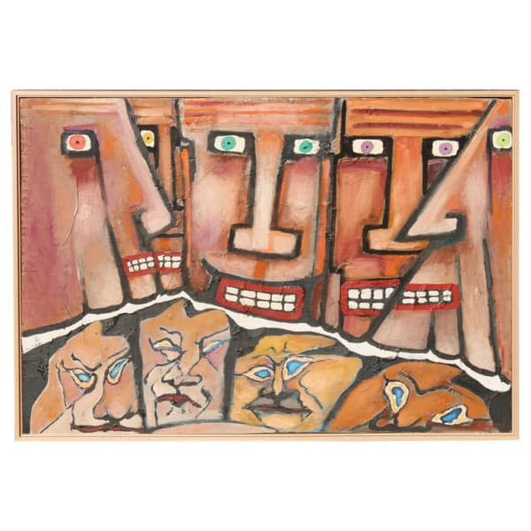 Outsider Painting of Abstract Faces by Peter L. Sword | Ventura