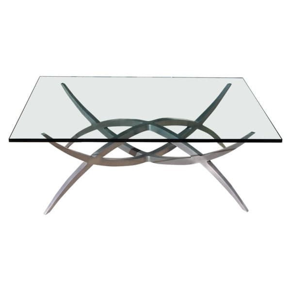 X-Base Aluminum Coffee Table with Glass Top | Ventura