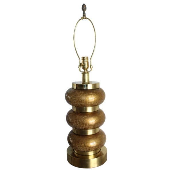 Paul Hanson Crackle Glass and Brass Table Lamp | Ventura