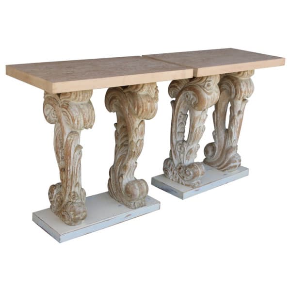 Pair of Carved Painted Console Tables | Ventura