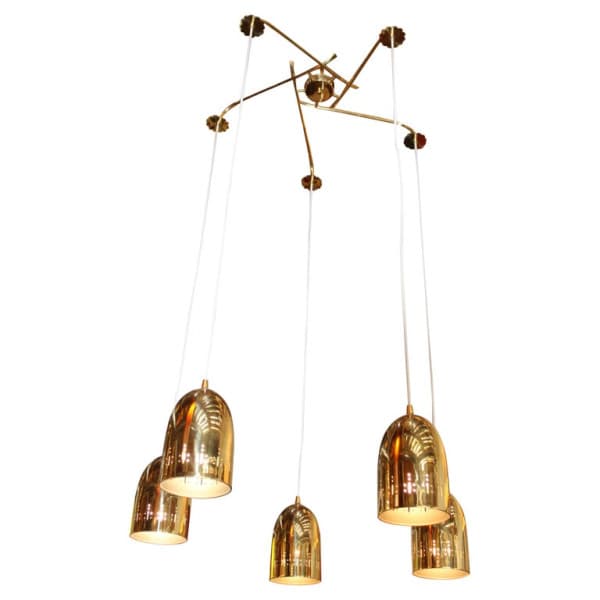 Brass Perforated Chandelier with Five Canisters | Ventura