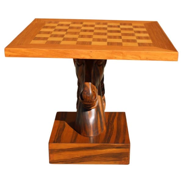 Chess Table with Horse Head Base, Complete Set | Ventura