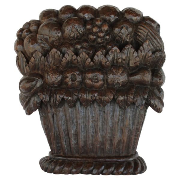 Hand Carved Folk Art Wood Basket | Ventura