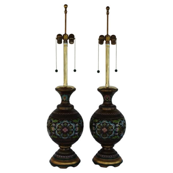 Pair of Champlevé Lamps by The MARBRO Lamp Company, Los Angeles, CA. by MARBRO Lamp Company | Ventura