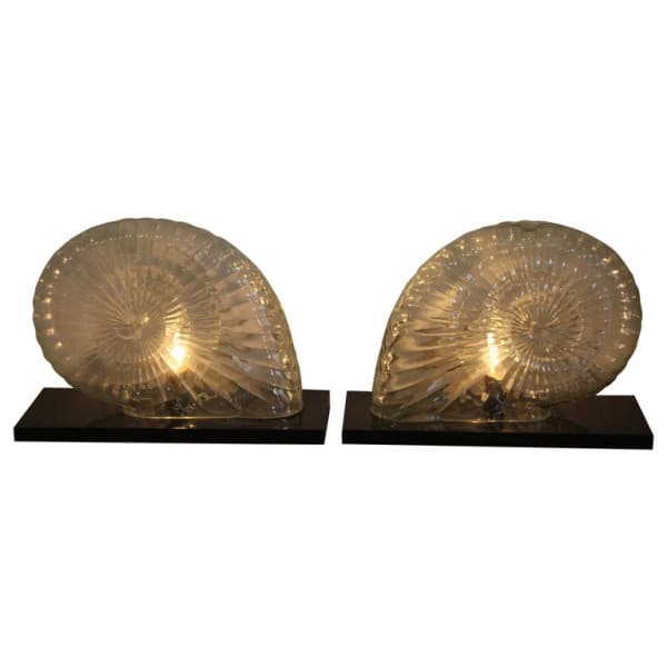 Pair of Glass Nautilus Lamps | Ventura