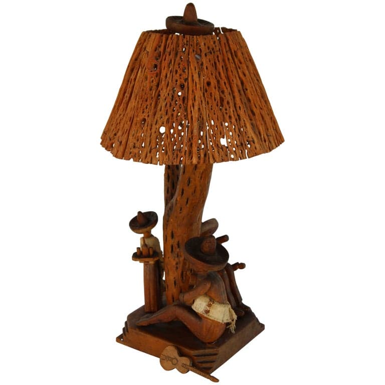 Saguaro Cactus Folk Art Lamp, Musicians (circa 1950s) | Ventura