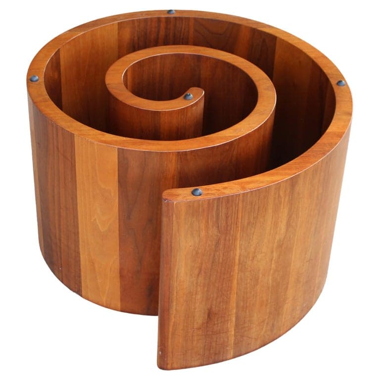 Vladimir Kagan Snail Coffee Table in Walnut w/Original Glass (circa 1960s) | Ventura