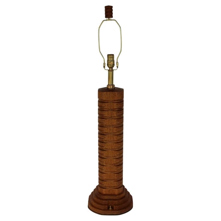 Folk Art Carved Wood Lamp (circa 1950s) | Ventura