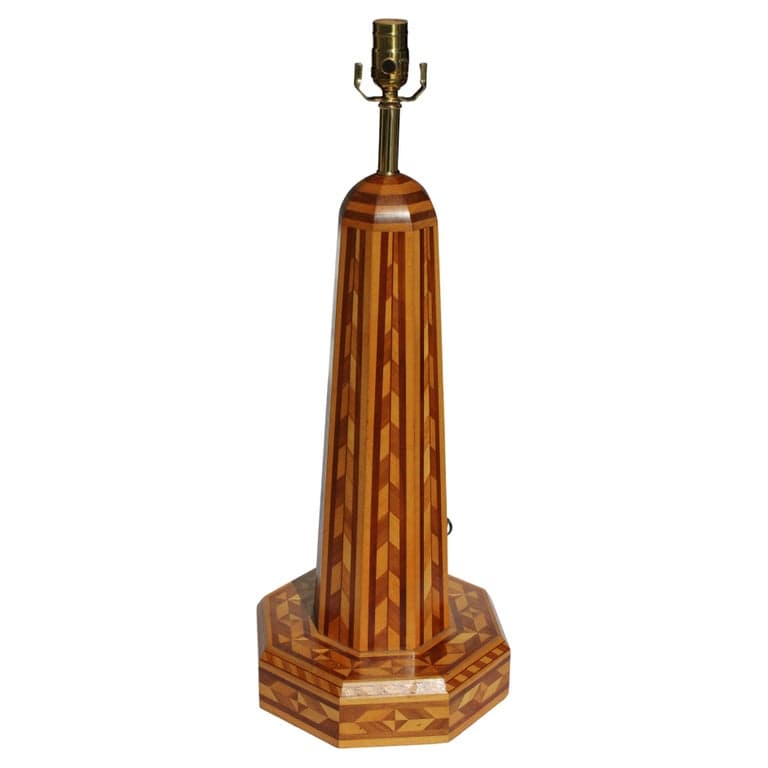 Marquetry Lamp, Vintage Wood Design (circa 1950s) | Ventura