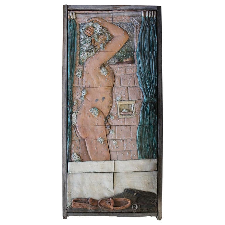 Ceramic Wall Sculpture of Man by Phil Schuster by Phil Schuster (circa 1980s) | Ventura