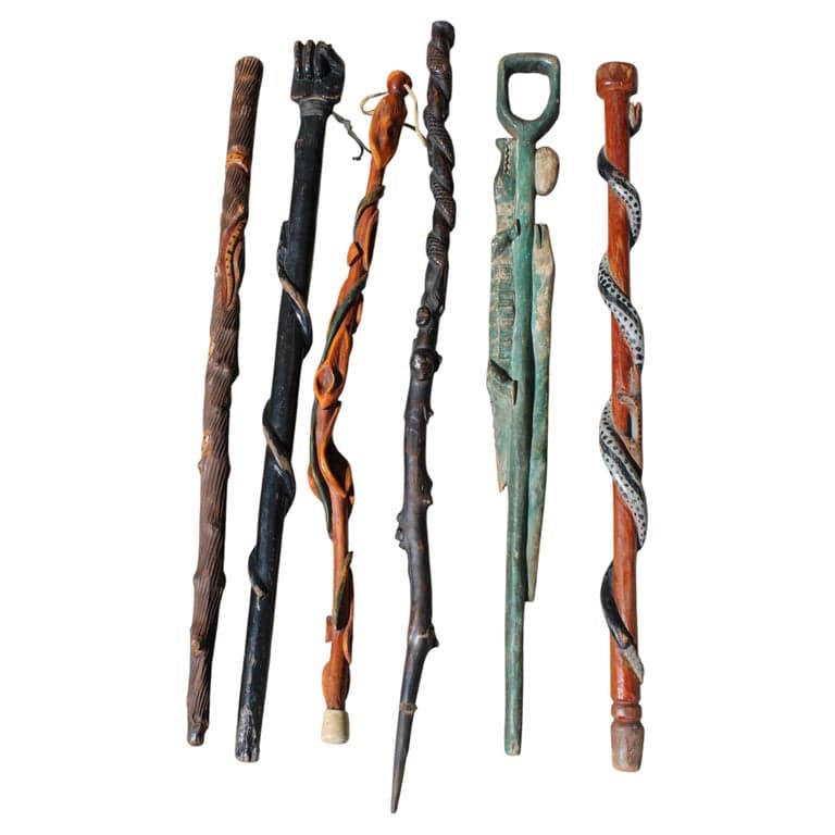 Six Folk Art Carved and Painted Canes (circa 1940s) | Ventura