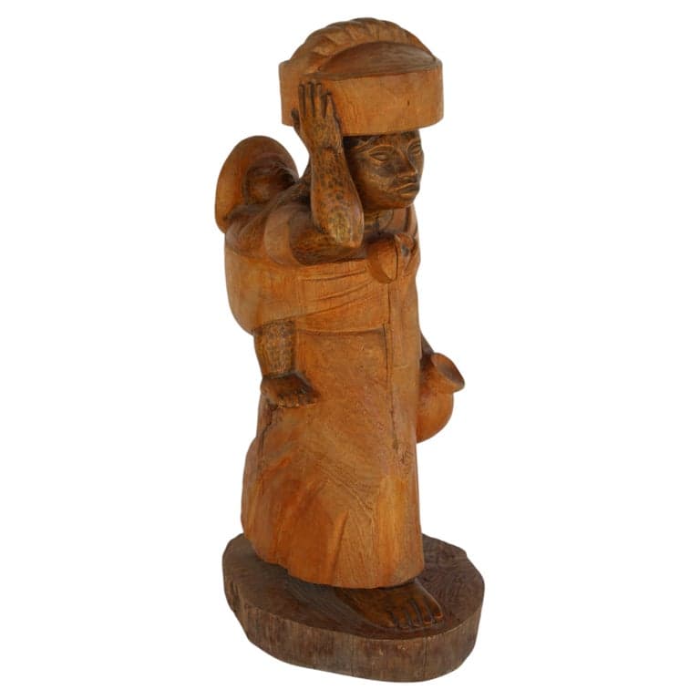 Wood Figure of Woman and Child by De La Rosa (circa 1940s) | Ventura