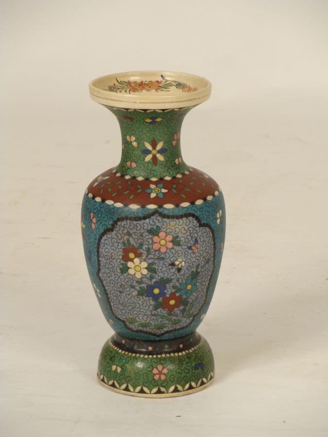 Cloisonné pottery vase