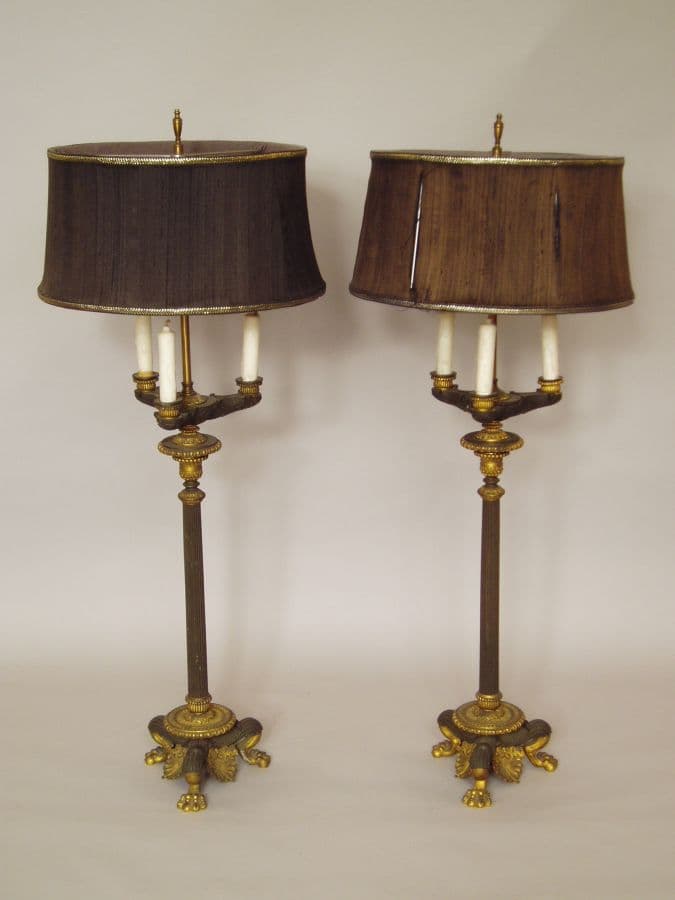 Pair of empire bronze lamps