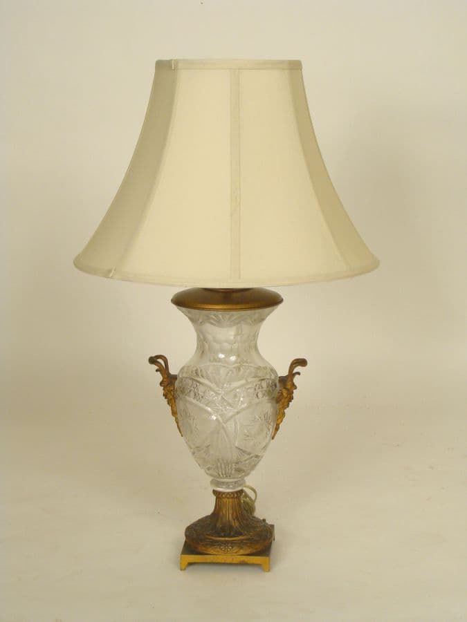 Neo classical bronze and cut glass lamp