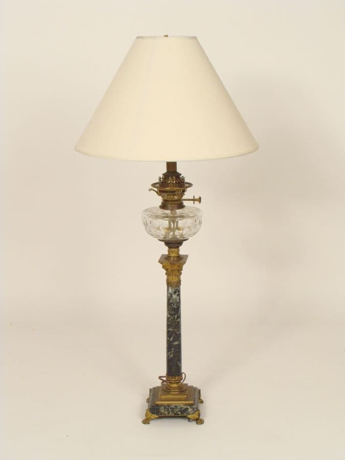 Neo classical style bronze and marble lamp